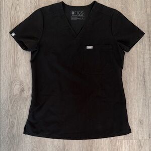 Figs XS Casma Black Scrub Top for Women